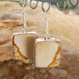 Sterling Silver Square Jasper Dangle Earrings